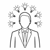 Flat Politician silhouette with policy idea bulbs concept as Medium shot of a politicians silhouette surrounded by glowing light bulbs representing different policy ideas Camera s Square Square vector