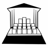 Flat Poll graph building block podium concept as Wide shot of a podium made of building blocks forming a rising poll graph Camera pans up the blocks as they assemble emphasizing g Square Square vector
