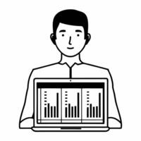 Flat Pollsters intense focus on data concept as Close up of a pollsters face showing deep concentration while analyzing election data Camera slowly pans across their furrowed brow Square Square vector