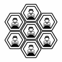 Flat Poll worker beehive tiles concept as Cartoon style hexagonal tiles forming a beehive pattern with poll worker icons Camera moves across the hive showcasing busy election acti Square Square vector