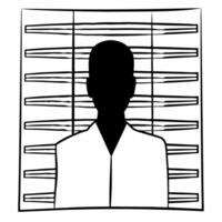 Flat Poll worker silhouette with data stream concept as of a poll worker silhouette with a stream of data flowing through them Camera pans across the silhouette revealing v Square Square vector