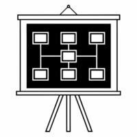 Flat Prediction algorithm flowchart podium concept as Medium shot of a podium displaying a flowchart representing a prediction algorithm for elections Camera follows the flow of d Square Square vector