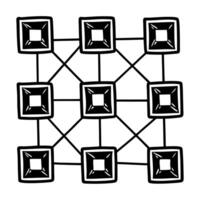 Flat Prediction neuron network tiles concept as Cartoon style neuron icons connected to form a network pattern representing predictive algorithms Camera moves through the network Square Square vector