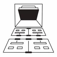 Flat Predictive algorithm hologram with ballot stream concept as Medium shot of a holographic representation of a predictive algorithm with a stream of ballots flowing through it Square Square vector