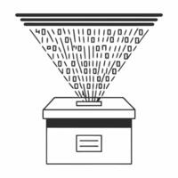 Flat Predictive data streams forming ballot box concept as Wide shot of holographic data streams converging to form a ballot box shape Camera follows one stream showing transforma Square Square vector