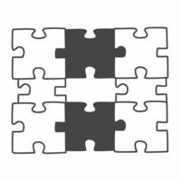 Flat Puzzle pieces forming ballot concept as illustration of puzzle pieces coming together to form a complete ballot Some pieces are still floating emphasizing the process Square Square vector