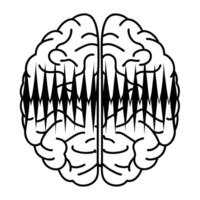 Flat Pulsing holographic white brain waves concept as Close up of holographic white brain waves pulsing rhythmically Camera slowly pans across the waves revealing different mental Square Square vector