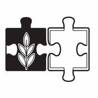 Flat Puzzle Pieces with Plant Icon concept as A image of two interlocking puzzle pieces one featuring a plant icon symbolizing problem solving in environmental contexts Iso Square Square vector