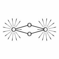 Flat Quantum entangled ESG decision nodes concept as Macro shot of two glowing particles representing ESG decision nodes in quantum entanglement Camera pans to show multiple such Square Square vector
