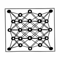 Flat Quantum entangled community supply chain concept as Macro view of quantum entangled particles representing community supply chain nodes Camera moves between nodes showing ins Square Square vector