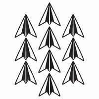 Flat Rising white paper planes concept as Close up of multiple white paper planes ascending in formation Camera follows the planes upward trajectory symbolizing aspirations and go Square Square vector