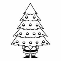 Flat Santa Decorating a Tree concept as Capture Santa decorating a Christmas tree with glossy ornaments A zoom into his hands as he places the ornaments adds detail while providin Square Square vector