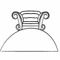 Flat Santa in a Glossy Sleigh concept as Feature Santa sitting in his glossy sleigh parked on a snowy hilltop The camera does a slow tilt up to reveal the skies providing a vibran Square Square vector