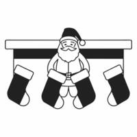 Flat Santa Hanging Stockings concept as Capture Santa hanging stockings on a glossy fireplace mantle The camera zooms in on the stockings and transitions to a wide angle to highli Square Square vector