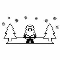 Flat Santas Minimalist Winter Scene concept as Create a seamless minimalist winter scene featuring Santa among snowflakes and trees The design utilizes simple cartoon elements and Square Square vector