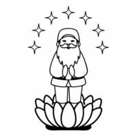 Flat Santa with a Krathong and Glowing Stars concept as Illustrate Santa beside a Krathong under a sky filled with glowing stars The design captures the serene beauty of the night Square Square vector