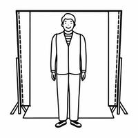 Flat Santa with a Plain Background concept as Present Santa standing against a simple white backdrop allowing for maximum focus on his joyful expression The camera moves slightly Square Square vector