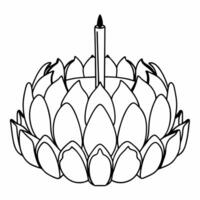 Flat Santa with Floating Loy Krathong concept as Illustrate Santa joyfully floating a Loy Krathong on a peaceful river The design captures the essence of the festival with glowing Square Set 2 Square vector