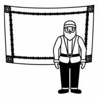 Flat Santa with Holographic Holiday Banner concept as Create an illustration of Santa beside a holographic holiday banner that glows with colors The design features ample copy spa Square Square vector
