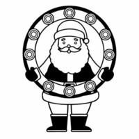 Flat Santa with Holographic Holiday Wreath concept as Create an illustration of Santa holding a holographic holiday wreath that glows with vibrant colors The design features ample Square Square vector