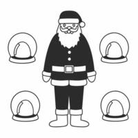 Flat Santa with Snow Globes concept as Capture Santa surrounded by beautifully crafted snow globes in a glossy setting The camera pan reveals the snow globes with shimmering snowf Square Square vector