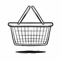 Flat Shopping Basket Levitating concept as A shopping basket appears to be levitating against a white background The camera captures a straight on view with a slight shadow Square Square vector