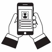 Flat Smartphone scanning voter ID concept as illustration of a hand holding a smartphone scanning a voter ID card Screen displays verification message Emphasizes modern vo Square Square vector