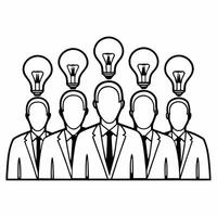 Flat Soft Abstract Brainstorming Session concept as Silhouettes of businesspeople brainstorming with lightbulb icons and bokeh effects The camera moves around the group to capture Square Square vector