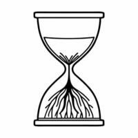 Flat Soft Abstract Hourglass with Growing Roots concept as An hourglass with roots growing from the bottom amid bokeh effects symbolizes time sensitive growth achieved through comm Square Square vector