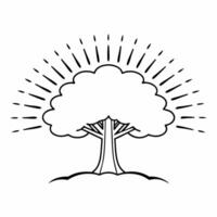 Flat Soft Abstract Hands Reaching Toward a Tree concept as Silhouetted hands reach toward a glowing tree with bokeh effects symbolizing community growth through compromise in ESG n Square Square vector