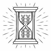 Flat Soft Abstract Hourglass with Plants Inside concept as An hourglass containing growing plants with bokeh effects symbolizes the urgency of environmental action in ESG negotiati Square Square vector
