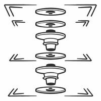 Flat Soft focus campaign button production line concept as Wide shot of a blurred campaign button production line Camera slowly tracks along the line revealing different stages of Square Square vector