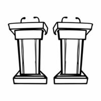 Flat Soft focus debate podiums concept as Medium shot of two empty debate podiums with soft focus and subtle lighting emphasizing the anticipation and importance of political disco Square Square vector