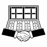 Flat Soft focus handshake over digital ecosystem concept as Extreme close up of a handshake soft focus emphasizing connection Camera pulls back to reveal the handshake is taking p Square Square vector