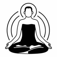 Flat Soft focus white meditation figure concept as Medium shot of a person in white meditation pose edges softly blurred Camera slowly rotates around the figure emphasizing stilln Square Square vector