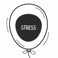Flat Stress busting white balloon concept as of a white balloon with stress written on it popping and releasing positive words Camera follows the balloons expansion and pop Square Square vector