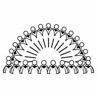 Flat Spontaneous group meditation concept as Wide shot of diverse people spontaneously joining a meditation circle in a park Camera slowly pans across faces showing various stages Square Square vector