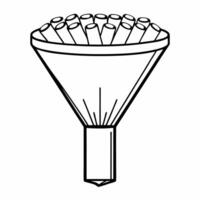 Flat Sustainable innovation funnel with green lightbulbs concept as Animation of a funnel with various objects entering the top resources ideas and green lightbulbs emerging from Square Square vector