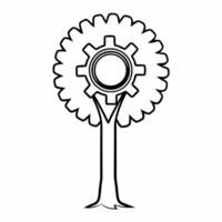Flat Tree and Gear Icon concept as A graphic showing a tree intertwined with a gear symbolizing sustainable innovation in ESG business Isolated on a white background suitab Square Square vector