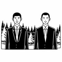 Flat Unexpected agreement in nature preserve concept as Wide shot of corporate leaders and environmental activists reaching an unexpected agreement in a nature preserve Camera zoo Square Square vector