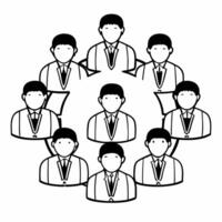 Flat Unexpected diversity and inclusion forum concept as Tracking shot of an unexpected diversity and inclusion forum where corporate leaders engage with various community groups Square Square vector