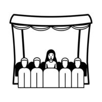 Flat Unexpected talent discovery concept as Wide angle shot of a karaoke bar or open mic night Zoom in on an unassuming person reluctantly taking the stage As they begin to perfo Square Square vector