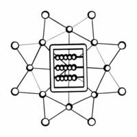 Flat Vote count abacus in digital network concept as Close up of an abstract abacus with glowing beads representing vote counts set against a background of interconnected digital n Square Square vector