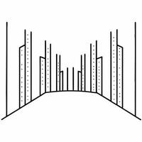 Flat Vote count data stream cityscape concept as Wide shot of a futuristic cityscape formed by streams of glowing vote count data Camera slowly pans upward revealing the scale and Square Square vector