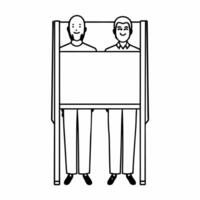 Flat Voter assistance empathy concept as Close up of an election volunteer patiently assisting an elderly voter their faces showing mutual respect and understanding Camera slowly Square Square vector
