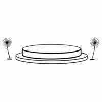 Flat White dandelion seed podium concept as Medium shot of a podium covered in minimalist white dandelion seed outlines Camera follows a few seeds as they float across the podium Square Square vector
