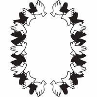 Flat White dove peace frame concept as Wide shot of a frame formed by white dove silhouettes Camera follows the doves flight paths around the frame Symbolizes inner peace for Jan Square Square vector