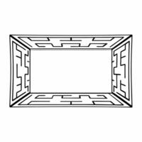 Flat White labyrinth outline frame concept as Wide shot of a frame made of simple white labyrinth outlines Camera slowly moves through the labyrinths suggesting a journey Represe Square Square vector