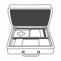 Flat White mental health first aid kit concept as Illustration of a white first aid kit filled with mental health tools and resources Camera opens the kit revealing its contents Square Square vector
