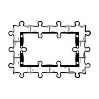 Flat White puzzle piece frame concept as Wide shot of a frame made of white puzzle pieces fitting together Camera follows the connections between pieces suggesting unity Represen Square Square vector